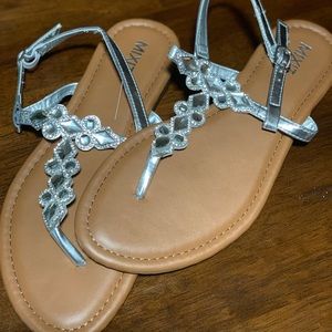 Silver Gemstone Sandals